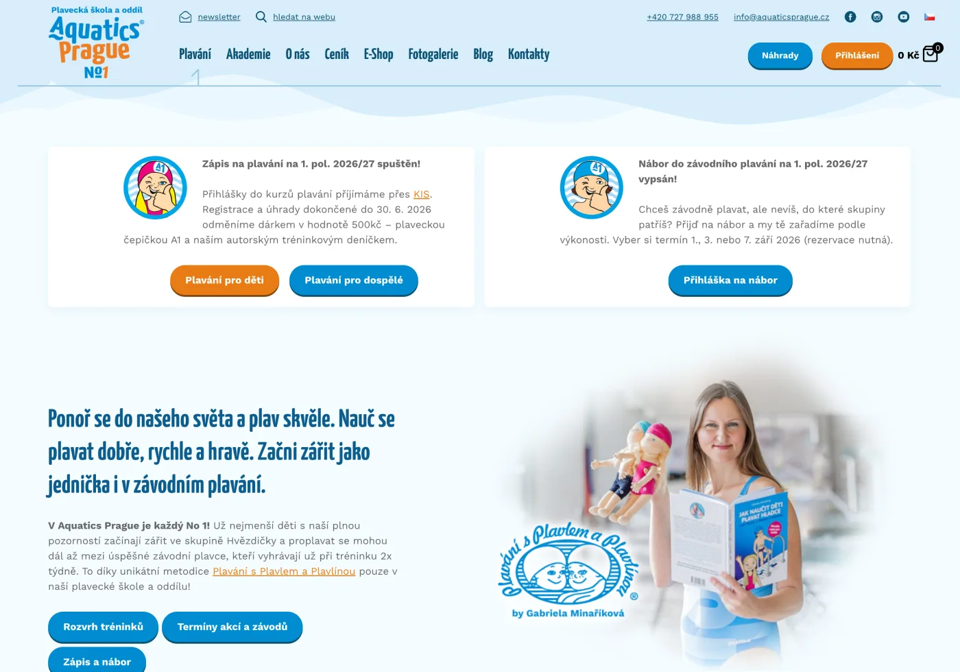 aquaticsprague.cz - design webu, WordPress a správa