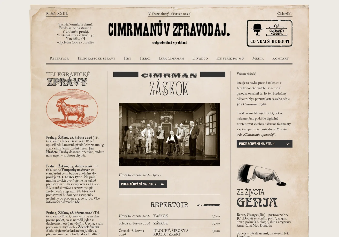 cimrman.at - redesign, migrace a WordPress šablona