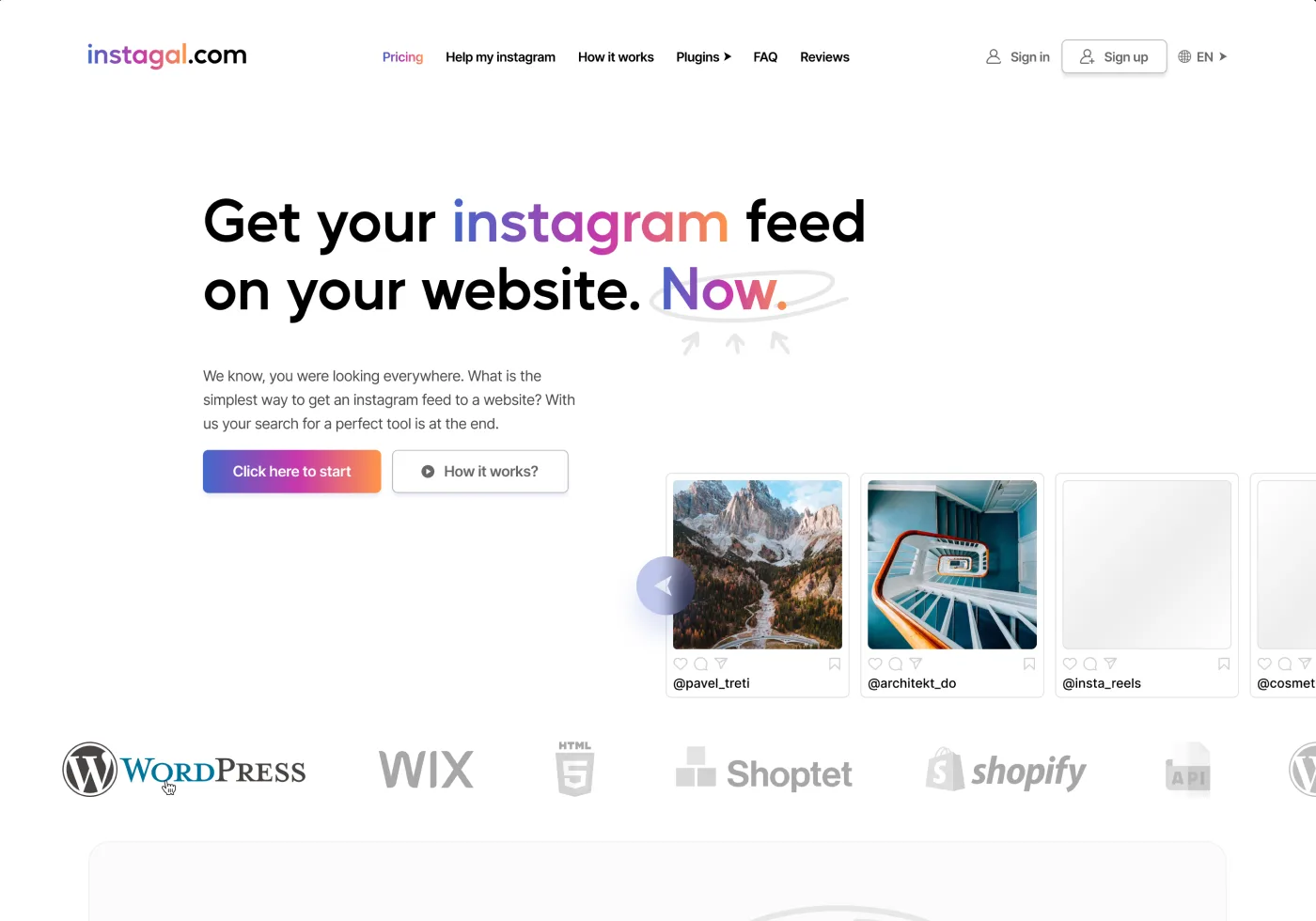 instagal.com - aplikace na míru